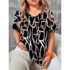 Sommer Damen 3D-Druck V-Ausschnitt T-Shirt Mode Vielseitig Trend Atmungsaktiv Lässig