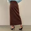 Suede Skirt Women 2026 Spring Faux Suede Leather Regular Fit Pencil Skirts Retro High Waist Commuting Vintage Long Skirt Femme