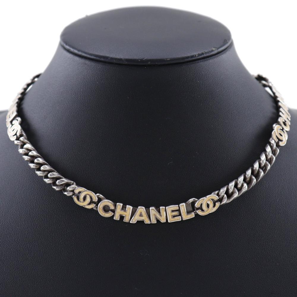 CHANEL Logo COCO Mark Necklace metallic 50g Women Used