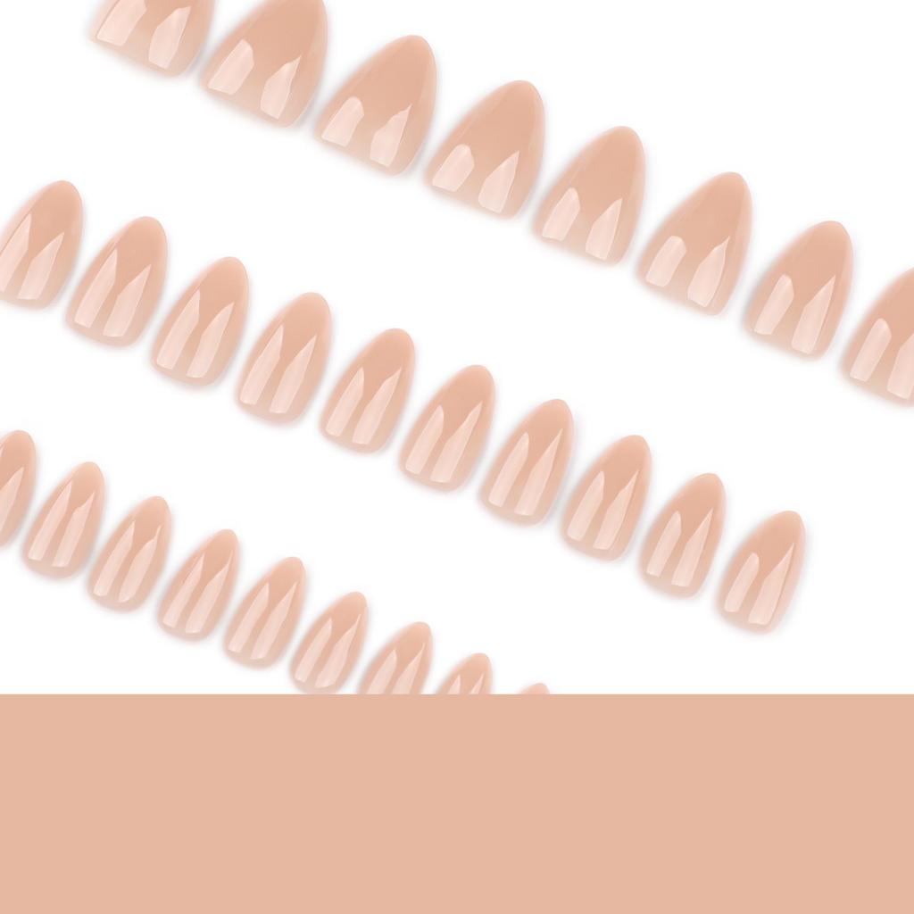 Nude Mandel Kurz Tragebare Falsche Nägel - Einzelfarbige Maniküre-Spitzen