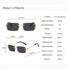 Fashion Rimless Square Double Bridge Sun Glasses Vintage Women Men Sunglasses UV400