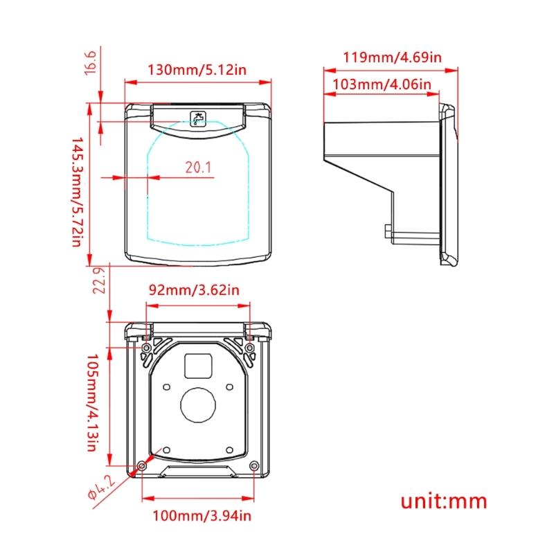 Campers Yacht Shower Box With Magnetic Cover And 180 Degree Opening Flip Lid Water Inlet Adapter With Water Pipe
