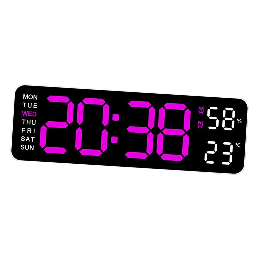 LED Wall Clock Humidity with Date Automatic Brightness Dimmer Desk Clock for Kitchen Office Bedroom Home Background Living Room