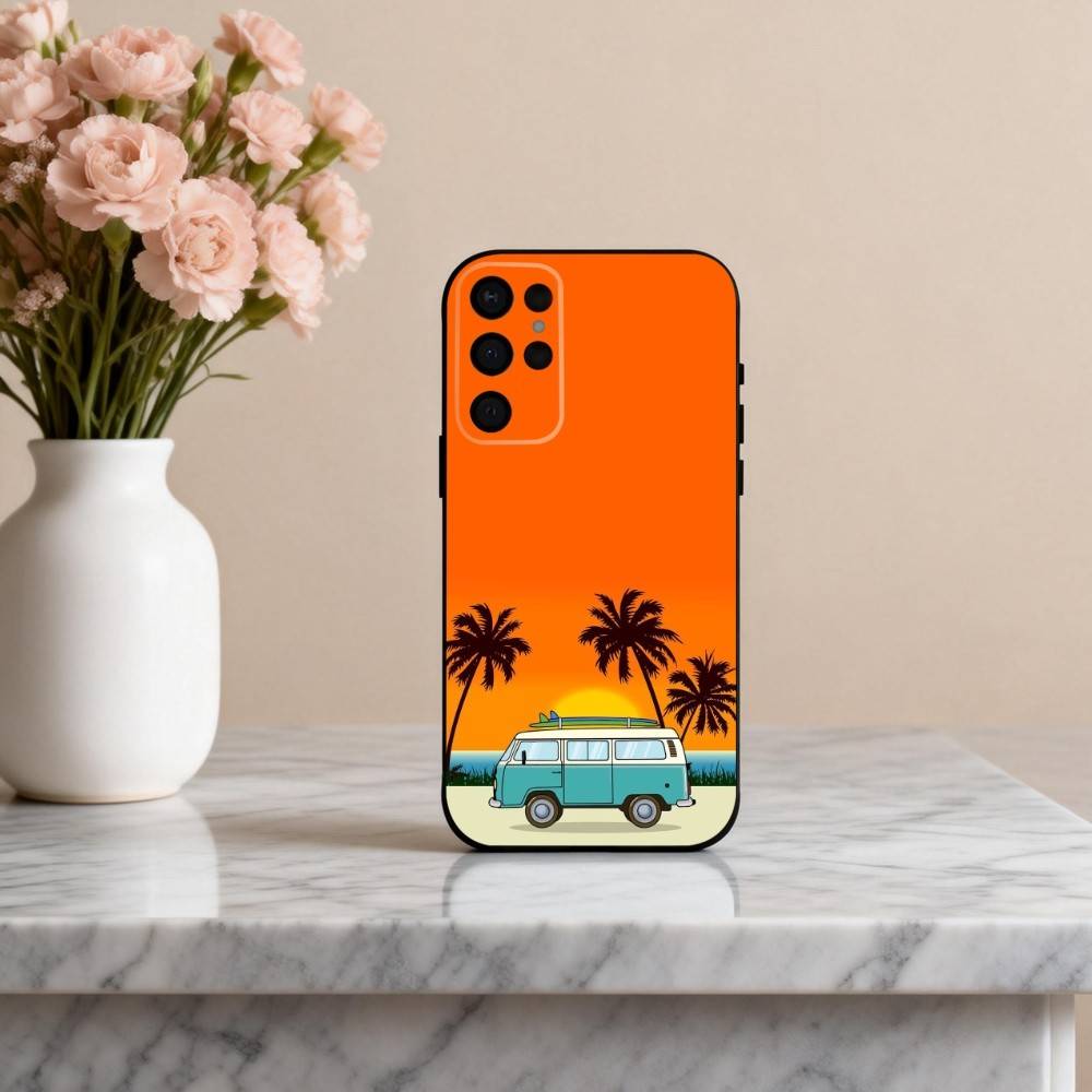 C-Combi Van Surf Art Phone Case For Samsung S25,24,23,22,30,21,10,9,Ultra,Plus,Lite,FE,4,5 G Soft Black Case