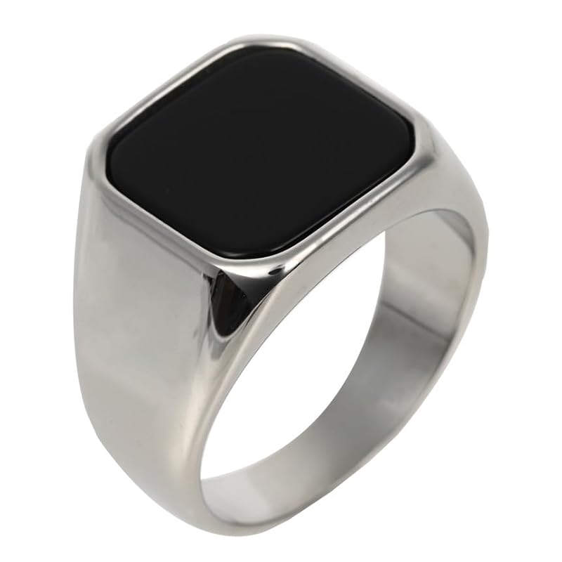 

[sakuto] ring men s signet ring stainless steel square square black (14)