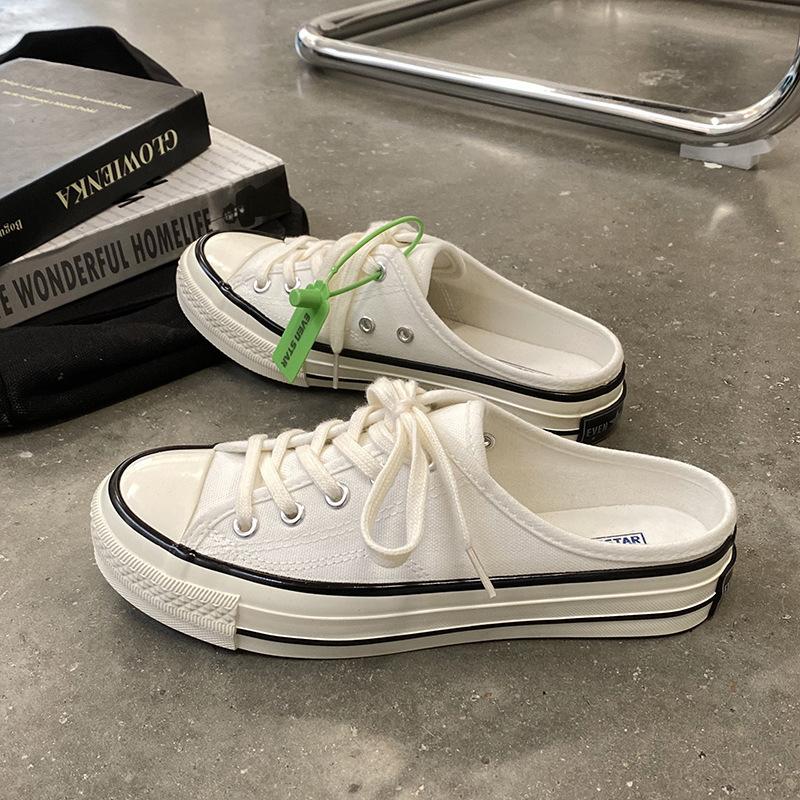 

Half slippers female canvas shoes student one pedal lazy shoes 203 40