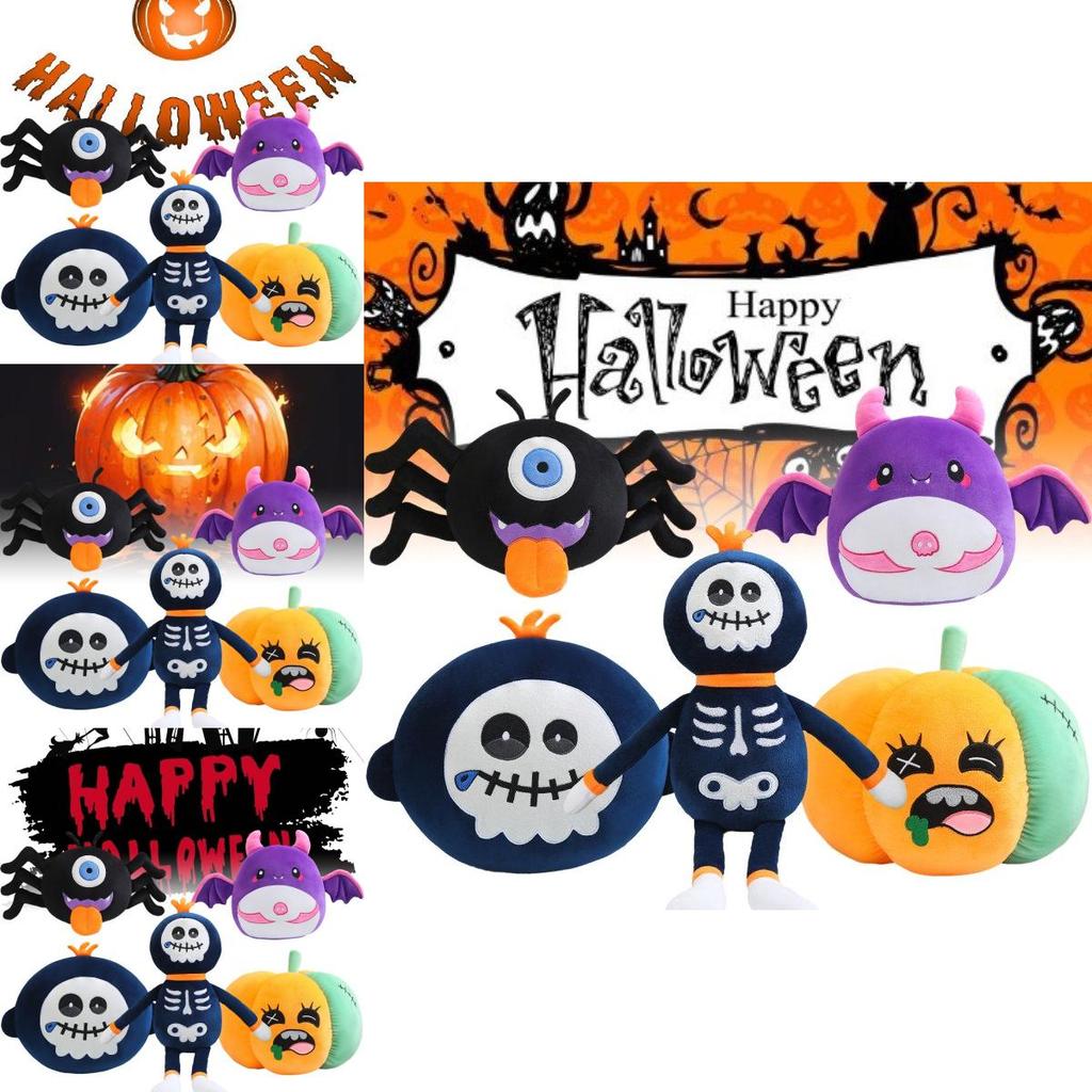 Adorable Halloween Plush Doll Featuring Skeleton Reaper Bat Zombie Pumpkin Spider
