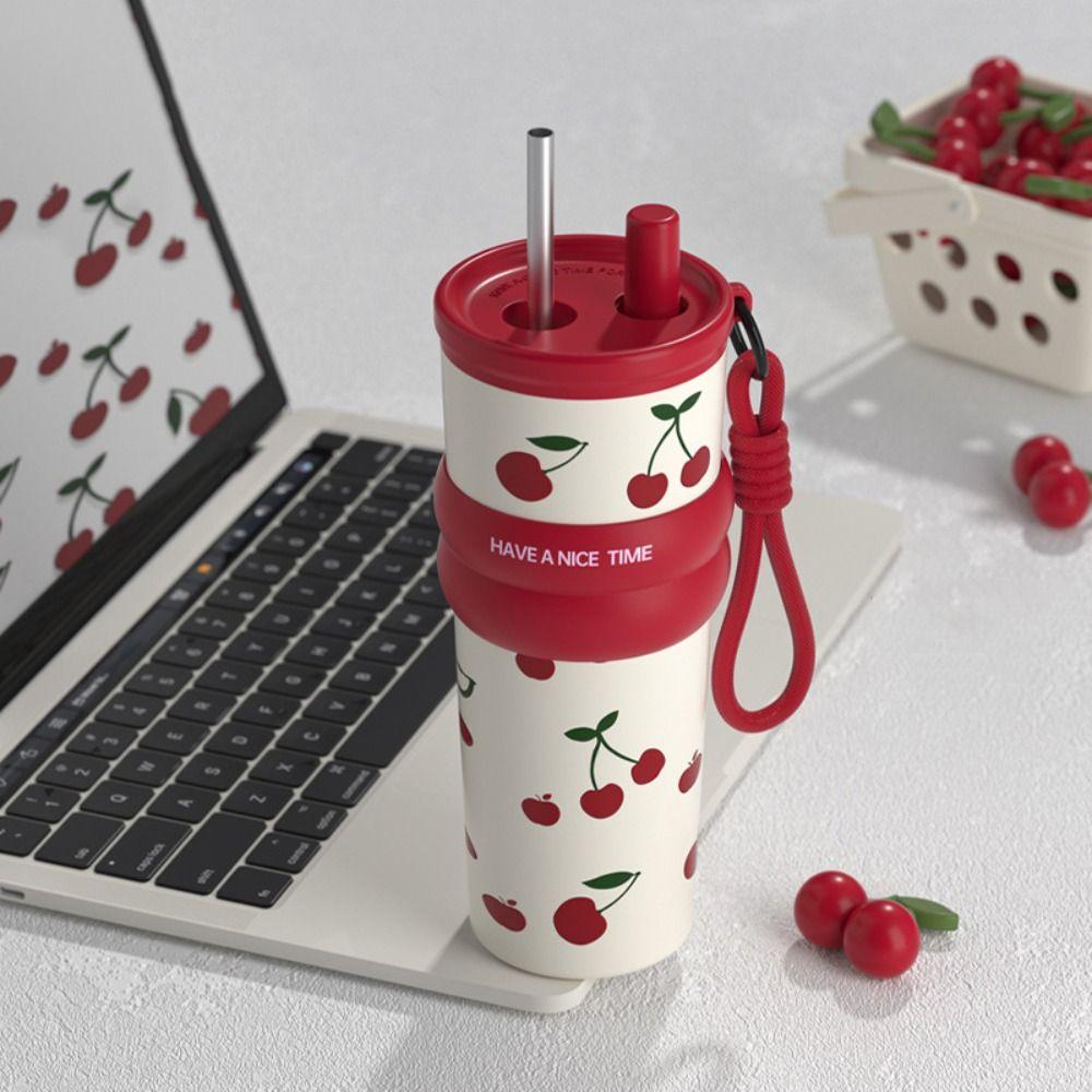 Stainless Steel Vacuum Thermos Cup Star Flower Print Coffee Mug Large Capacity Insulation Cup  Gift