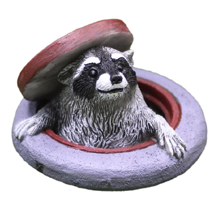 

Cartoon Manhole Cover Raccoons Figurine Ornament Realistic Resins Animal Figure for Desk Shelf or Outdoor Garden Decors 1