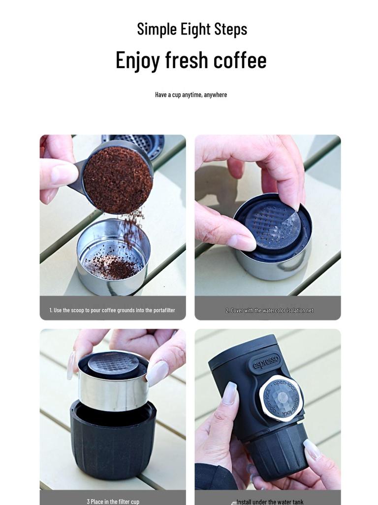 Italian Hand Press Espresso Machine - 19-Bar Outdoor Capsule Coffee Maker