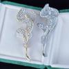Women Brooch Sparkling Rhinestone Inlaid Common Callalily Shape Anti-Exposure Buckle Suits Shirts Sweaters Bags Pin Outfit Accessory