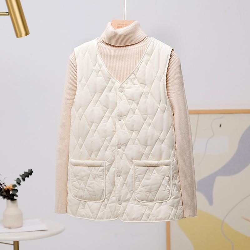 New Cotton Vest Women's Short Autumn and Winter Wear Sleeveless Jacket Cardigan Cotton Vest Fashionable Velvet Loose Vest