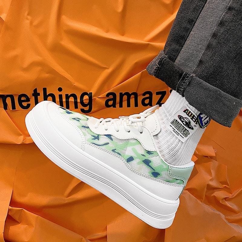 Fashion Platform Shoes Men Sneakers Footwear Lace-up Height Increase Casual Shoes White Mens Vulcanize Shoes Zapatos De Hombre