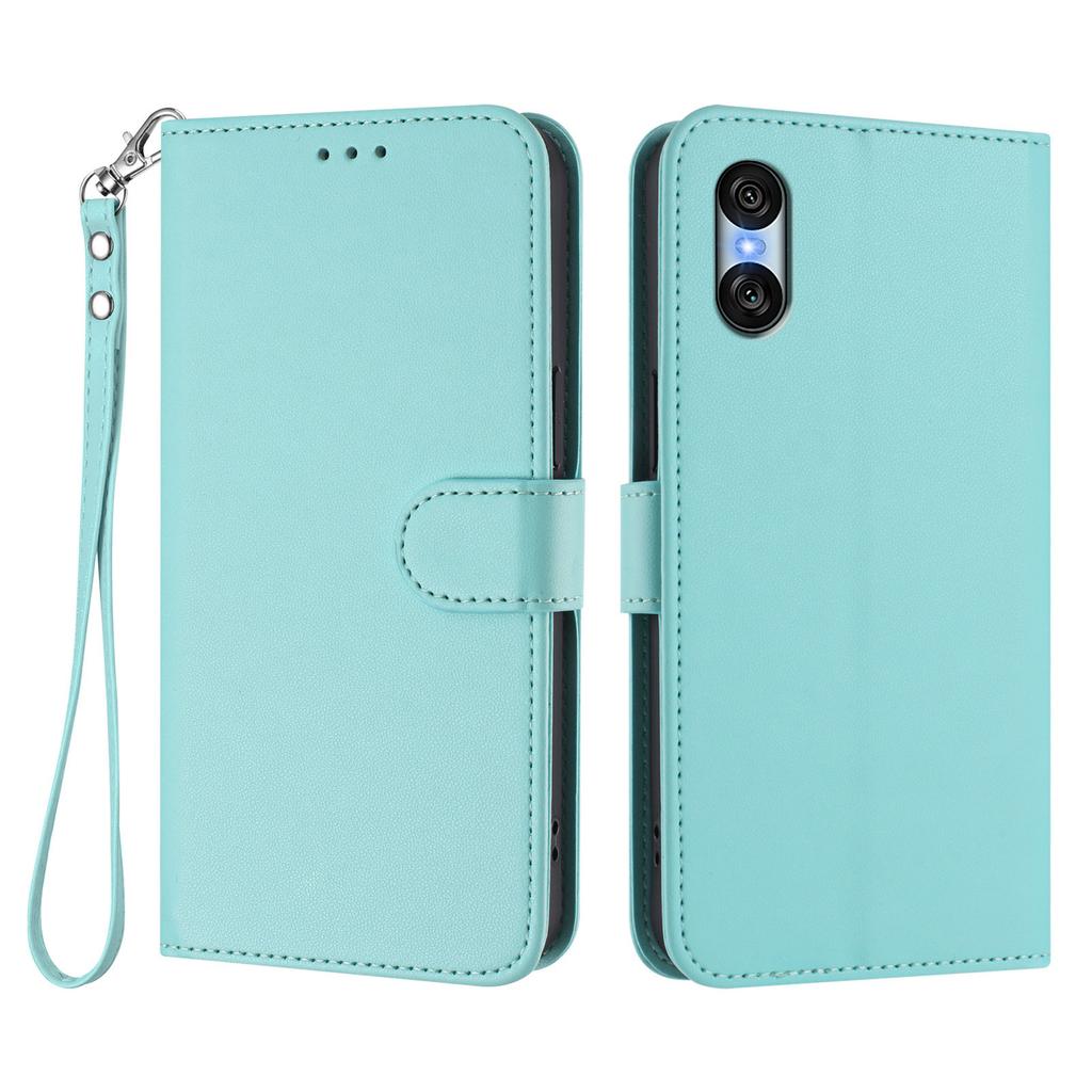 For Sony Xperia 10 VI Leather Case Wallet Stand Phone Cover with Wrist Strap