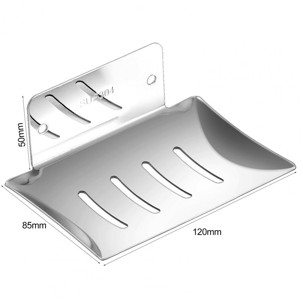 Stainless Steel Soap Dish Stainless Steel Soap Holder For Bathroom Kitchen Sink Wall-mounted Sponge For Quick-drying For Shower серебряный
