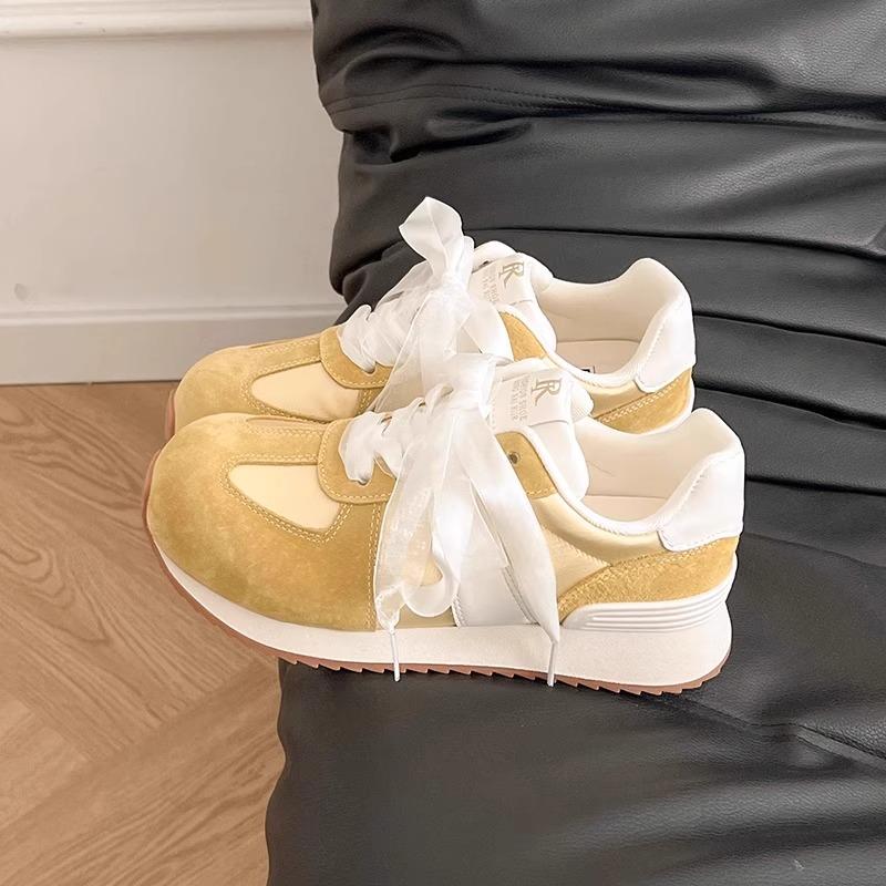 

Fashion 2025 Hot Sale Shoes Female Mixed Colors Women s Vulcanize Shoes Outdoor Women Sneakers Lace Up Low Heel Women s Casual Shoes 40 жёлтый