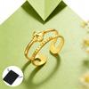 Customized Surname Letter Fashion Geometry Clover Open Ring Stainless Steel Adjustable Ring Aesthetic Jewelry Gift
