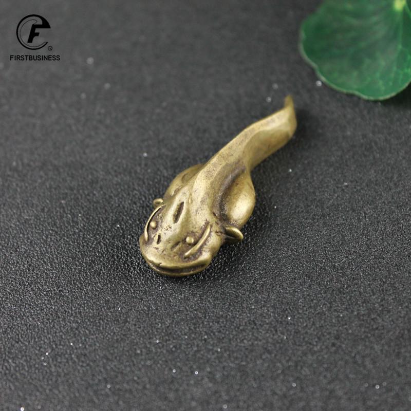 New Strange Retro Brass Creative Tadpole Statue Small Ornament Copper Animal Sculpture Home Desk Decoration Tea Pet Key Chain