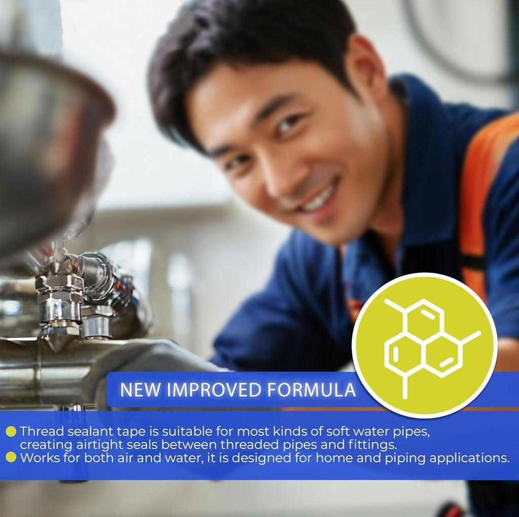 20PCS PTFE Thread Sealing Pipe Tape Gas Water Tape Waterproof Engineering Dedicated Duct Tap Evacuum Seal Roll