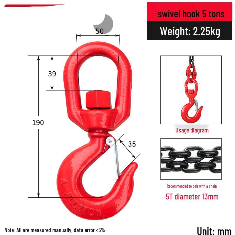 Jundingying 5-Ton High-Strength Swivel Lifting Hook
