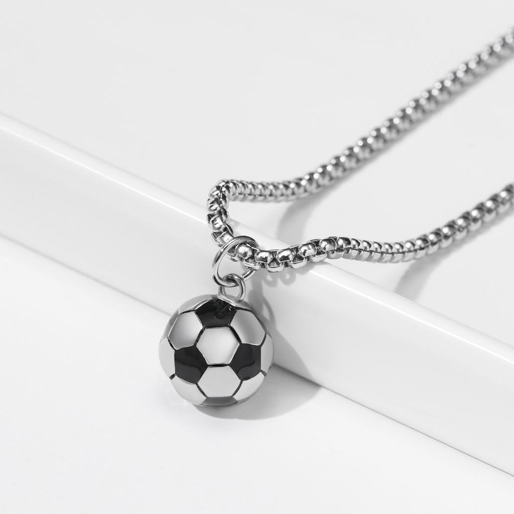 3D Football Necklaces For Men, Solid Stainless Steel Casual Scoocer Pendants, Sports Lover Boys Birthday Gifts Jewelry