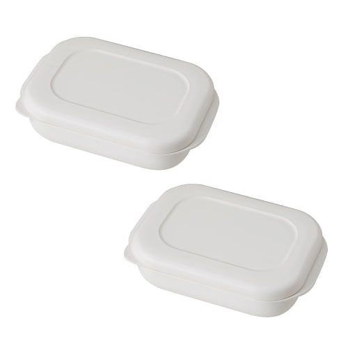 Marna Goku Frozen Rice Container, Large (Non-Sticky Rice/Made in Japan), Microwave and Dishwasher Safe (Pack of 2), White, K784W