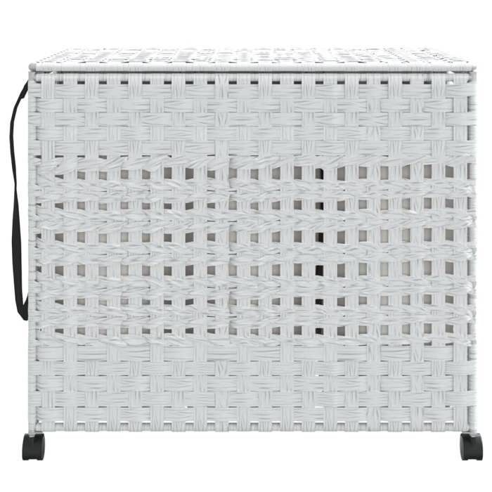 VidaXL Panier à linge avec roulettes blanc 66x35x60 cm résine tressée 372048