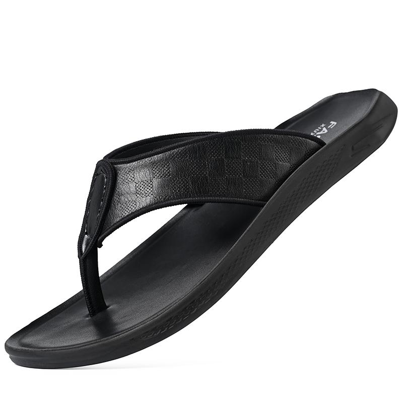 Fashion Casual Leather Male Flip Flops Fashion Classic Slippers for Men Comfortable Summer Half Drag Outdoor Sandals Leisure Walk Slides