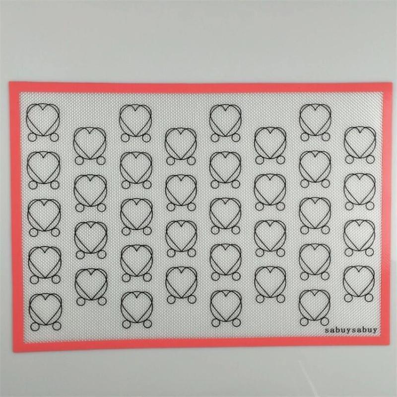 Silicone Baking Mat With Heart Shaped Pattern For Oven, Non Stick Reusable Bakeware Sheet Liner For Make Macaron, Cookie, Pastry