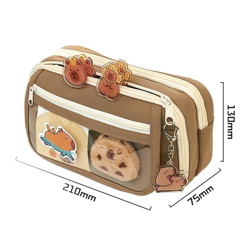 Capybara Pencil Bag Cute Fabric Pencil Case Kawaii Large Capacity Pencil Case