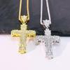 European & American Rhinestone Hip-hop Cross Pendant Unisex Necklace