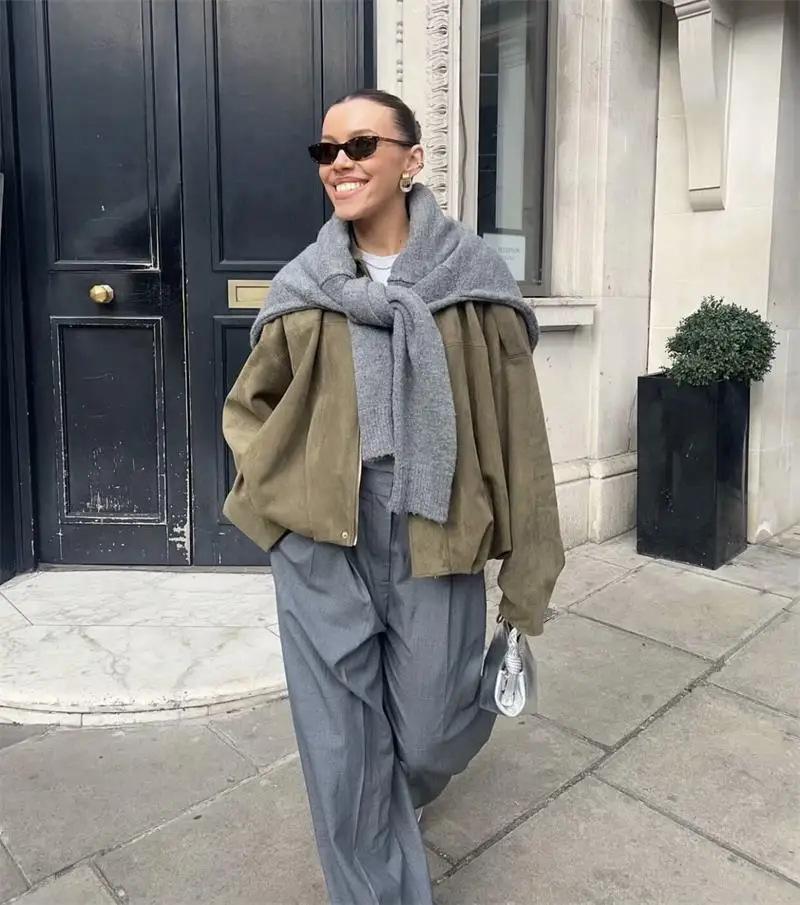 Europäische & Amerikanische Damenmode Sommer Bomberjacke Dreiteiliges Set mit Schulterschnalle und Taillenbetontem Design