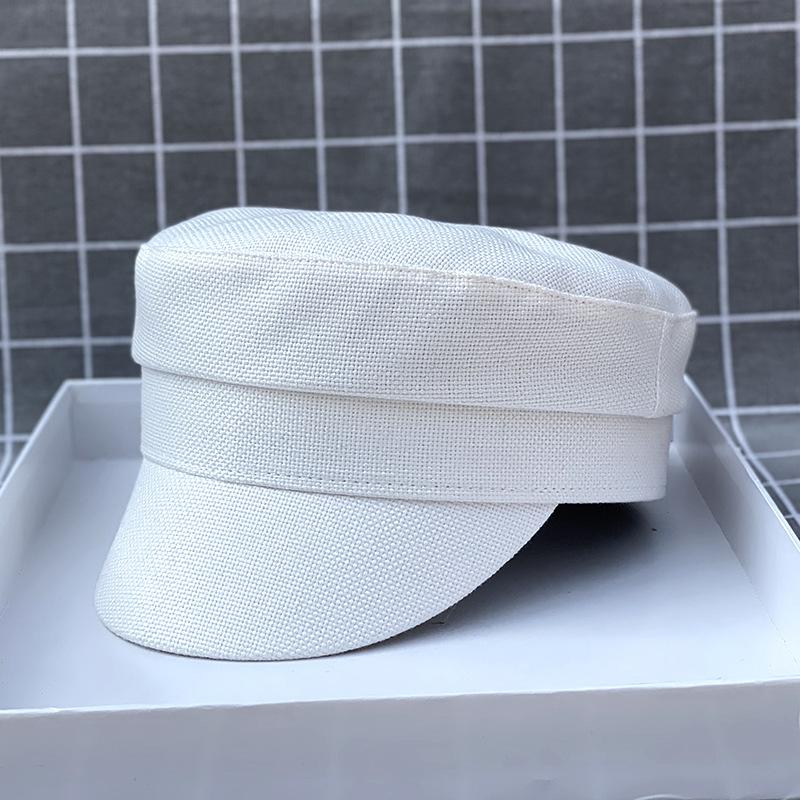 High Waist And Short Edge Show The Face Small Spring And Summer Breathable Imitation Cotton And Linen Flat Top Hat Men'S And Women'S Beret Cotton