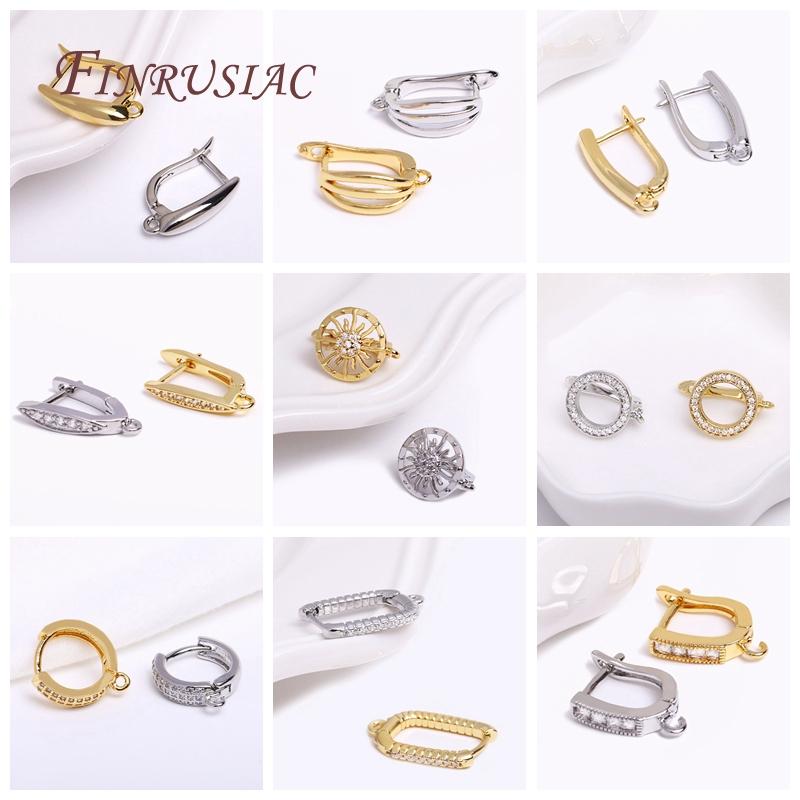 18K Real Gold Plated Brass Metal Popular DIY Earring Hook Clasps Handmade Earrings Making Accessories Findings Wholesale