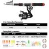 Portable  Telescopic Fishing Rod and Fishing Reel Combos Full Kit for Saltwater Freshwater Fish Pole and Fishing Reel Set