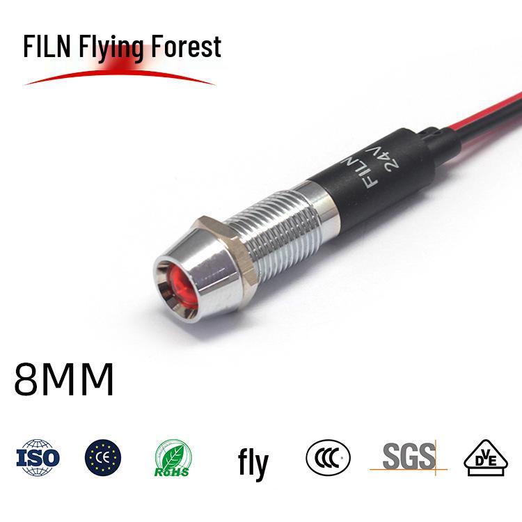 8mm Einbau-LED-Kontrollleuchte, 12V/220V, Wasserdicht & Staubdicht (FL1M-8CW-1)