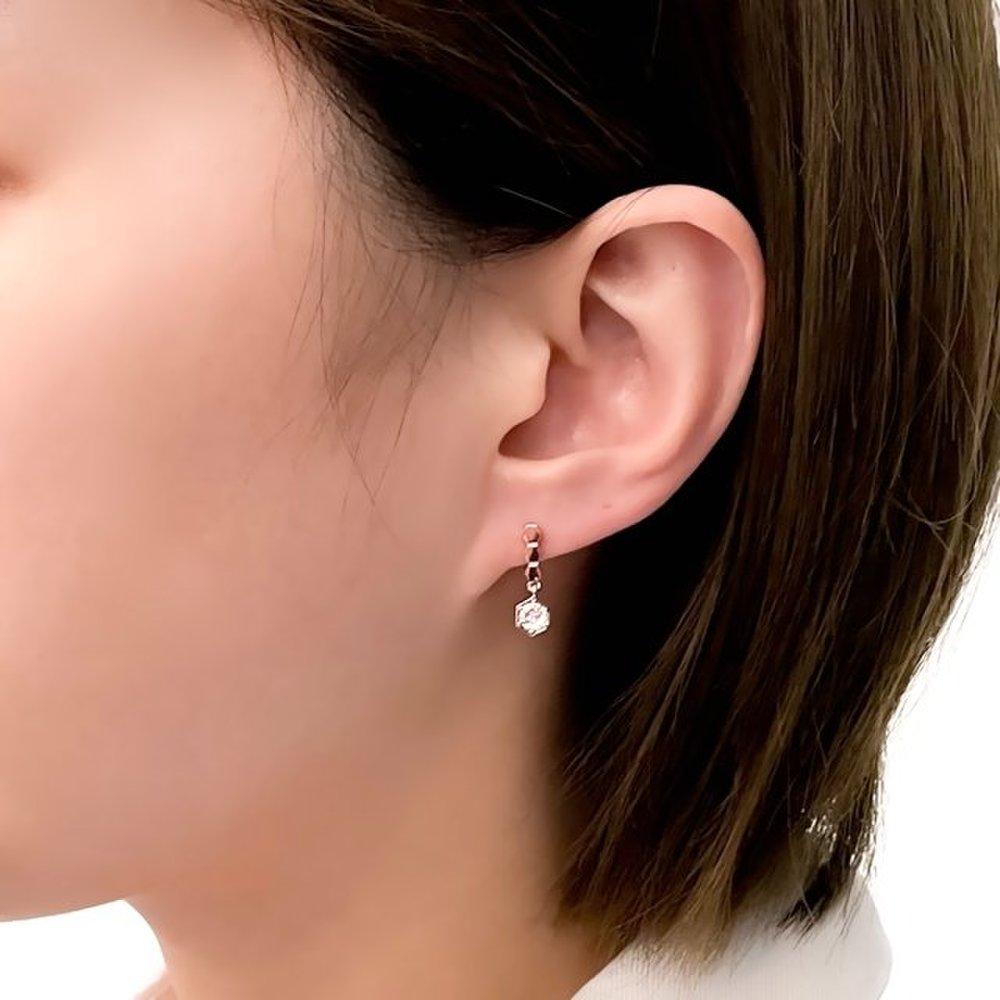 [Opal House] 925 Silver Honeycomb Cubic Earrings Opque5158