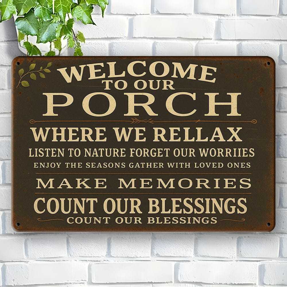 

Balcony Welcome vintage metal sign, 8x12 inch. чистый