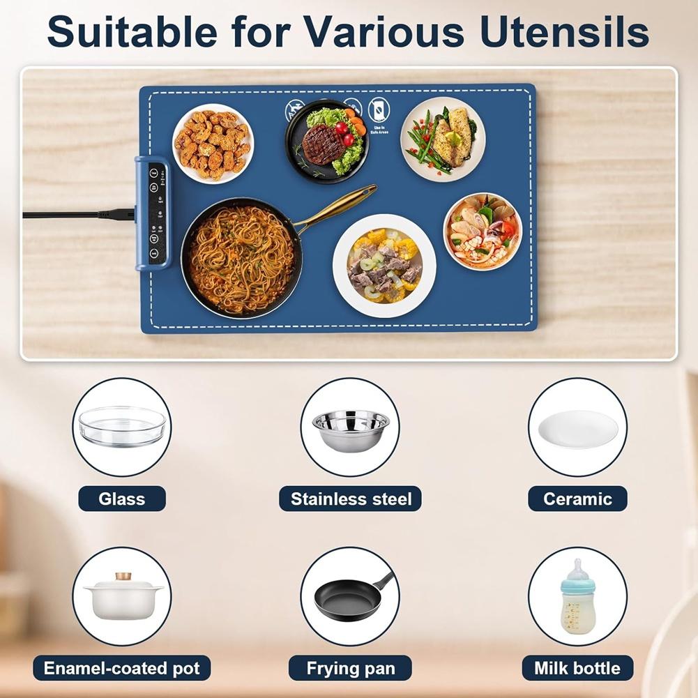 Electric Warming Tray - Portable Warming Tray with Full Heating, Versatile Heating Mat for Food, Food Warmer Mat Use US China Mainland