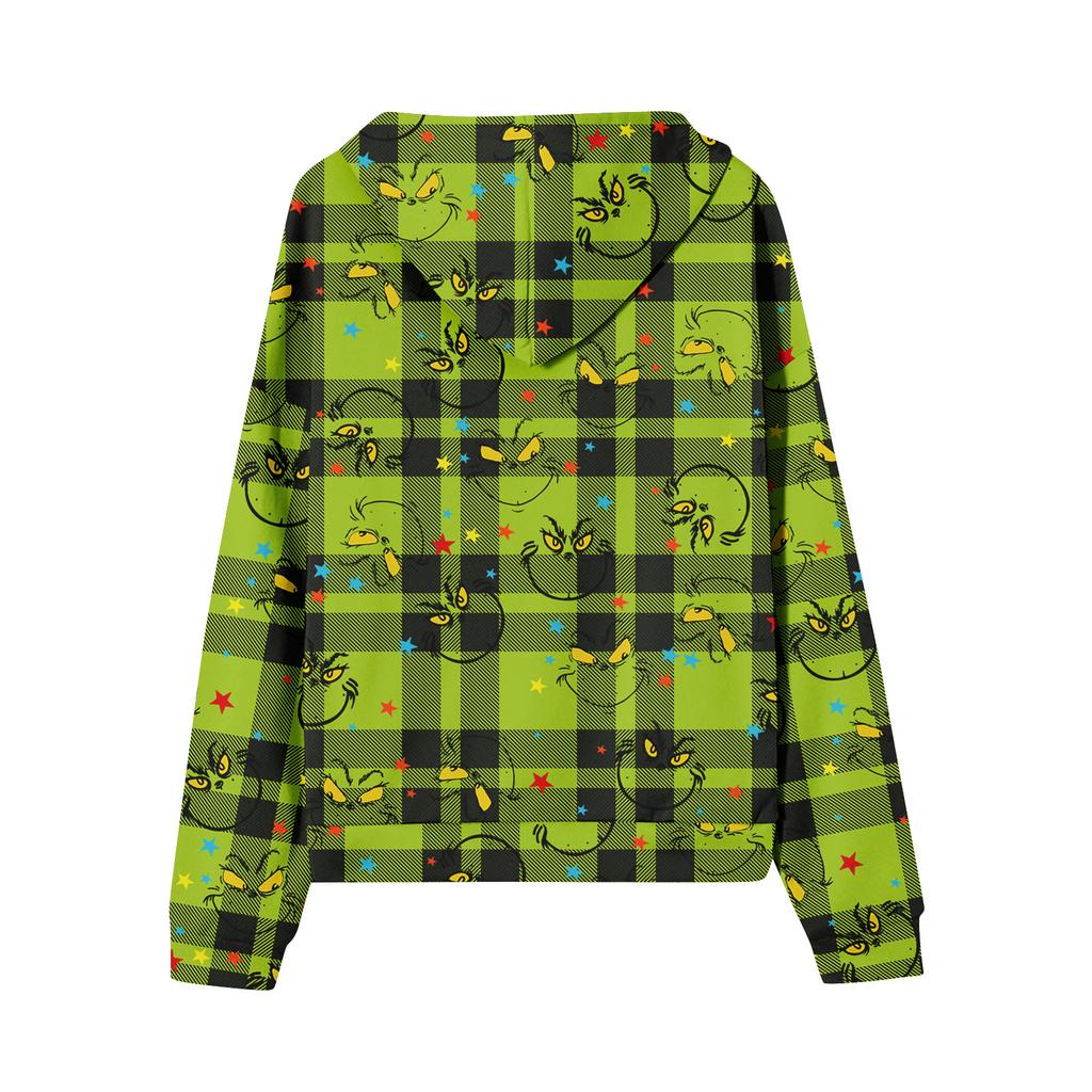 Women's Casual Fashion Long Sleeve Zipper Printed Hooded Sweatshirt