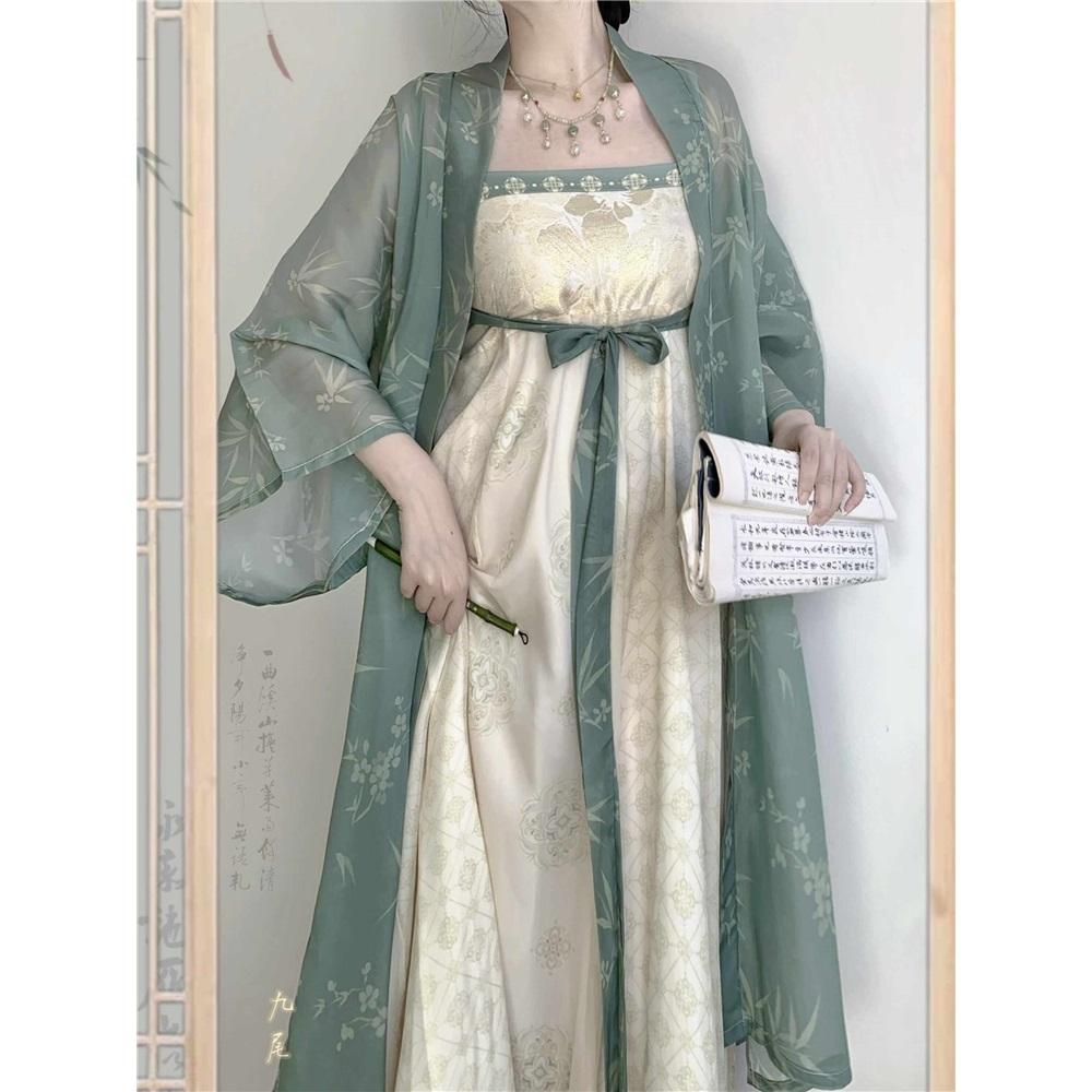 Song Dynasty Style Improved Hanfu Set - Chest-High Suspender One-Piece Skirt Chinese Traditional Elegant Daily Wear Dress