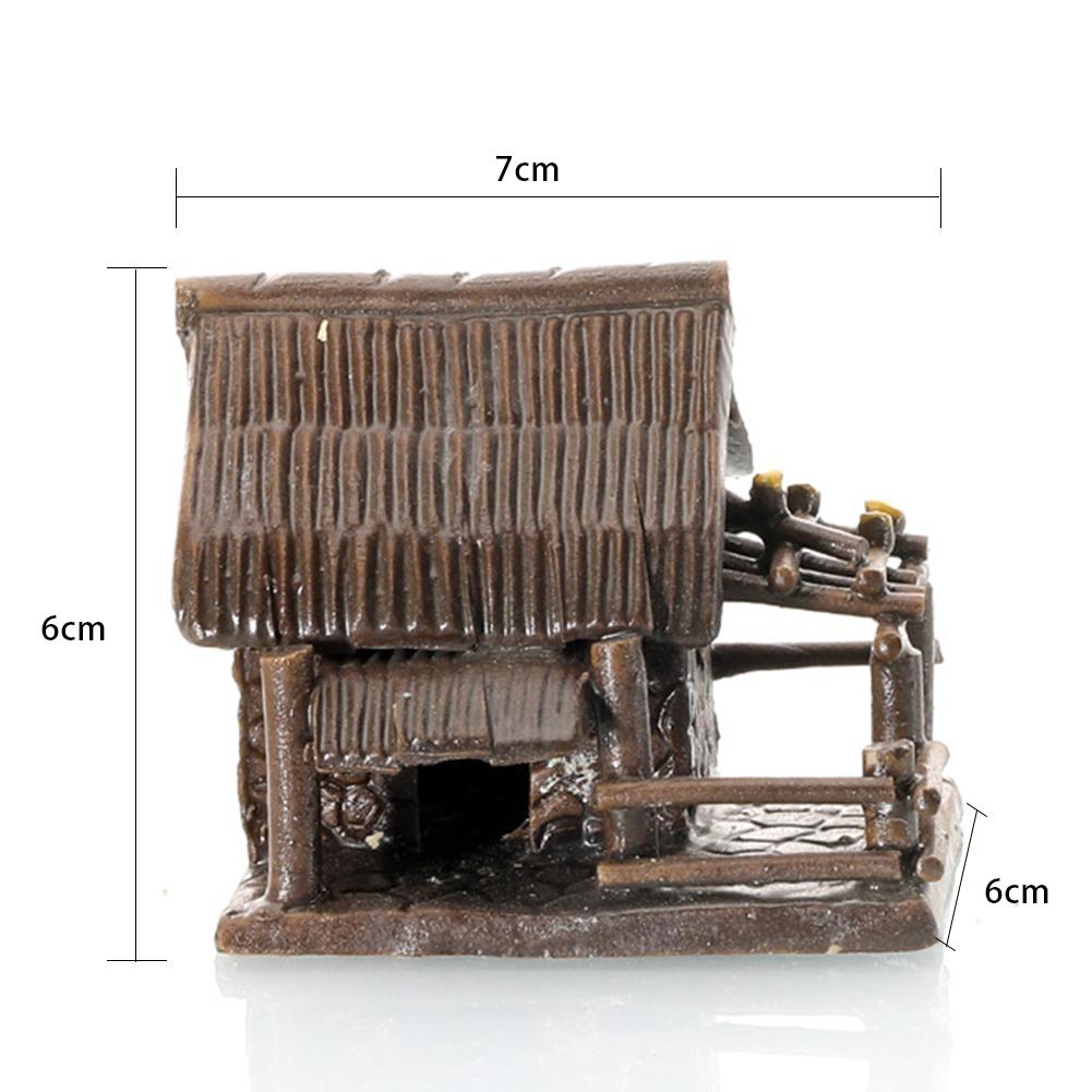 Aquarium Micro Landscaping Ornaments Ceramic House Thatched Hut Bamboo Building Fish Tank Decoration