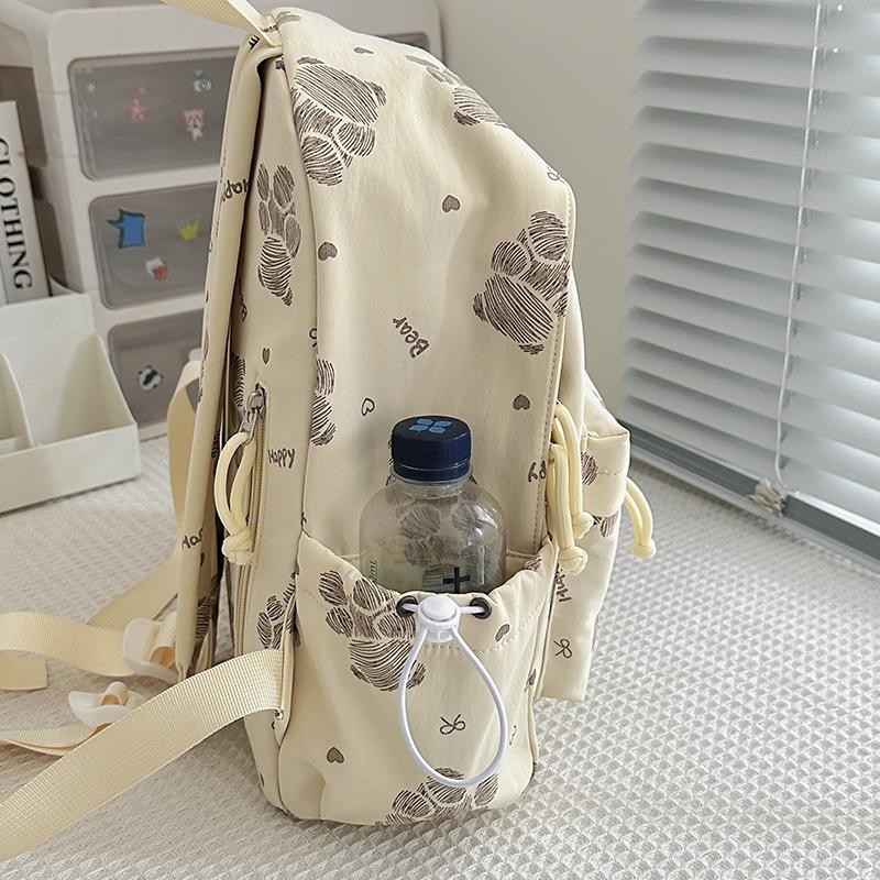 Women's Bear Printed Backpack Student's Lightweight Schoolbag