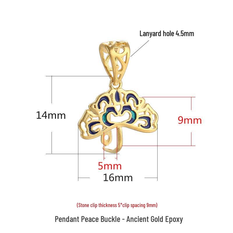 

S925 Sterling Silver Ancient Gold Safety Clip Pendant for DIY Jade or Amber Jewelry 925 Silver