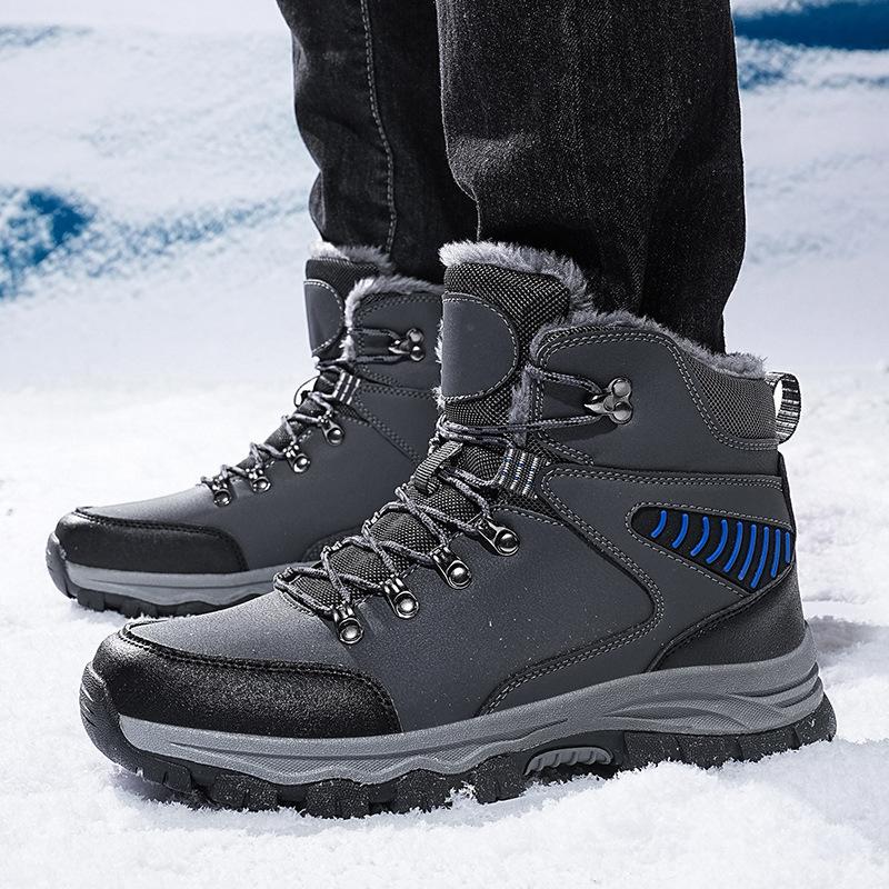 2026 Winter Velvet Warm Cotton Shoes 48 Large Size Outdoor Hiking Shoes Thick Sole Sub-zero Snow Boots High Top