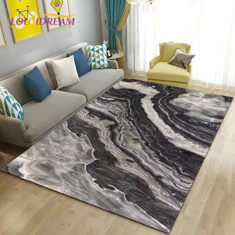 Colour Blue Gold White Marble Area Rug Large Carpet Rug for Living Room Bedroom Sofa Doormat Decoration Kids Non-slip Floor Mat