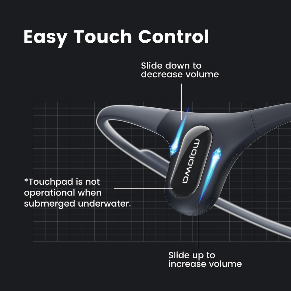 MOJAWA "Run Plus" headphones, sports, waterproof, with MP3, voice assistant, black