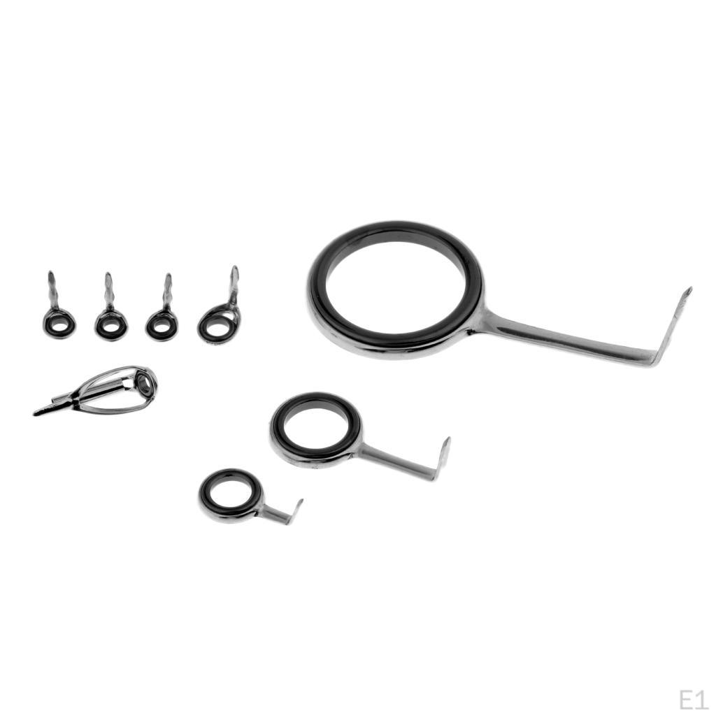 8pcs Mixed Size Stainless Steel Fishing Rod Guide Set Tip Rings Kit