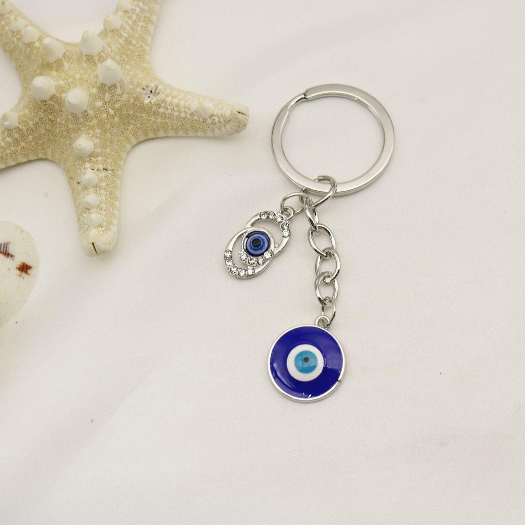 Heart-Shaped Evil Eye Pendant Keychain