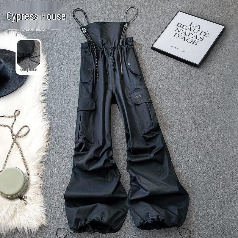 Silbaishere Women s Solid Color Casual Loose Overalls Jumpsuit S